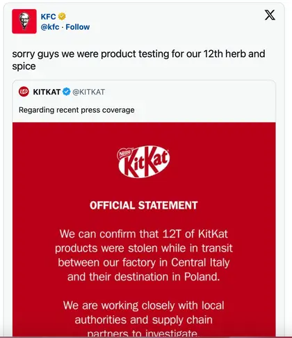 KFC kitkat meme